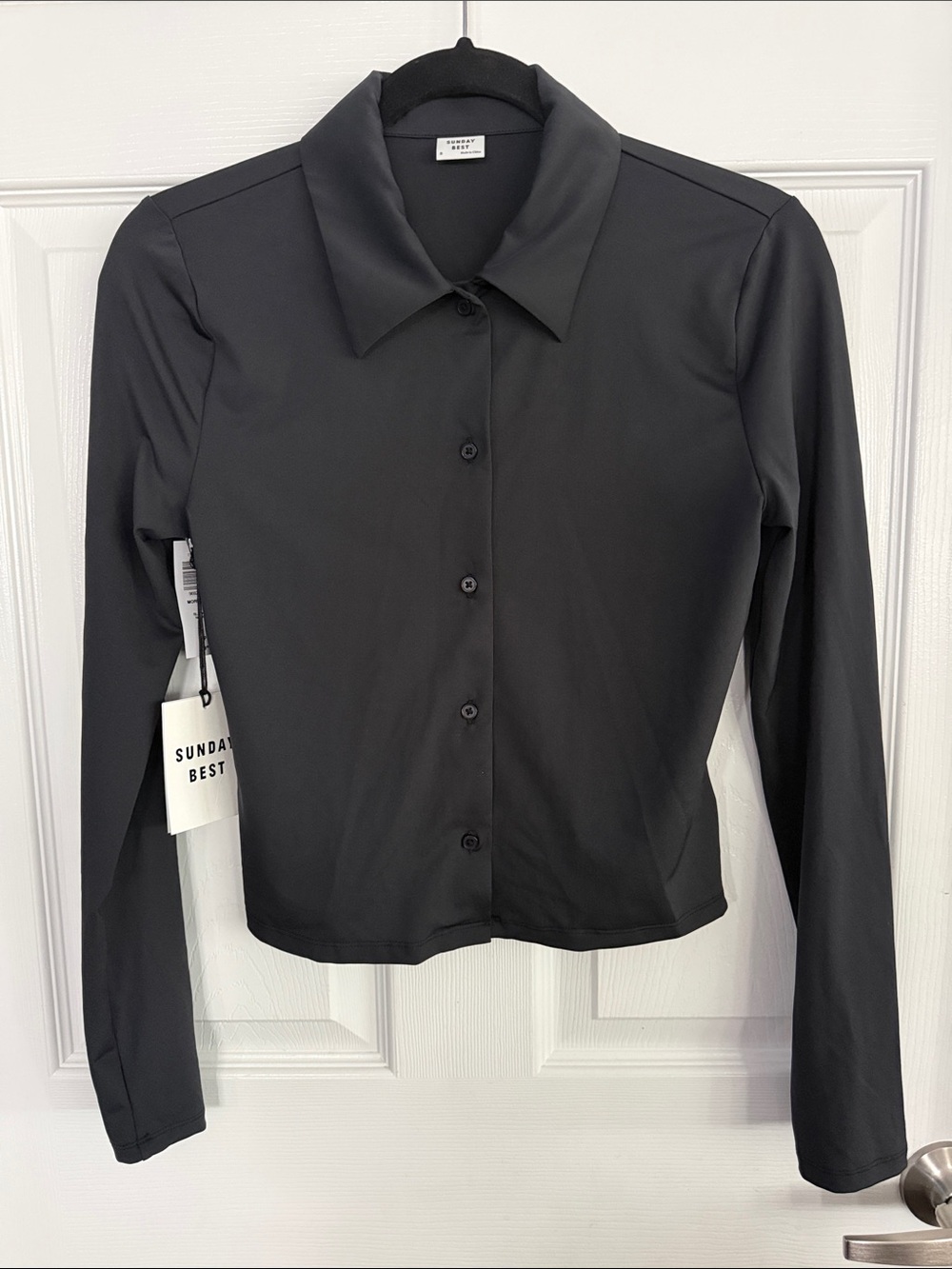 Sunday Best Black Fitted Button-Down Long Sleeve Shirt